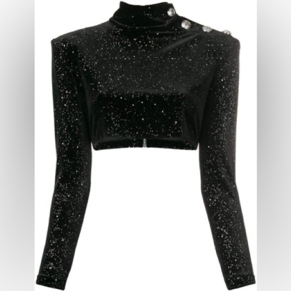 BALMAIN Black & Silver Top - Picture 1 of 7